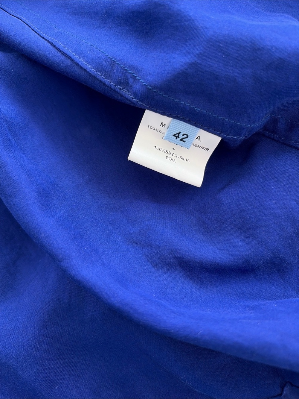 Malo Italy 100% Cashmere Jacket Women’s EU 42 Royal Blue Silk Lined Full Zip - Picture 9 of 11